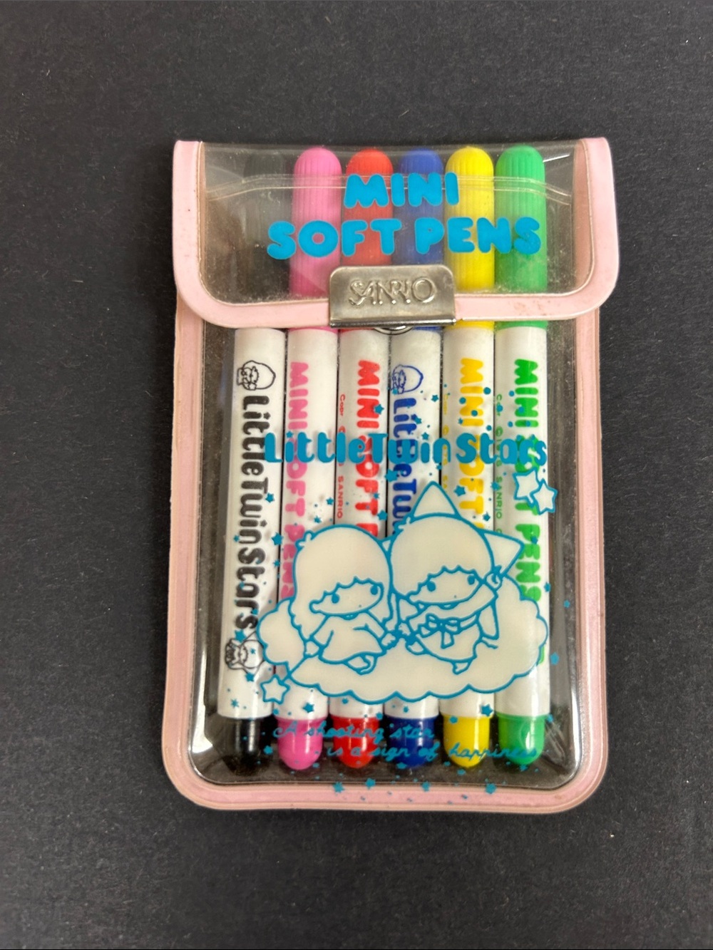 Vintage 1976 “Little Twin Stars” SANRIO ‘Mini Soft Pens “ in plastic pouch